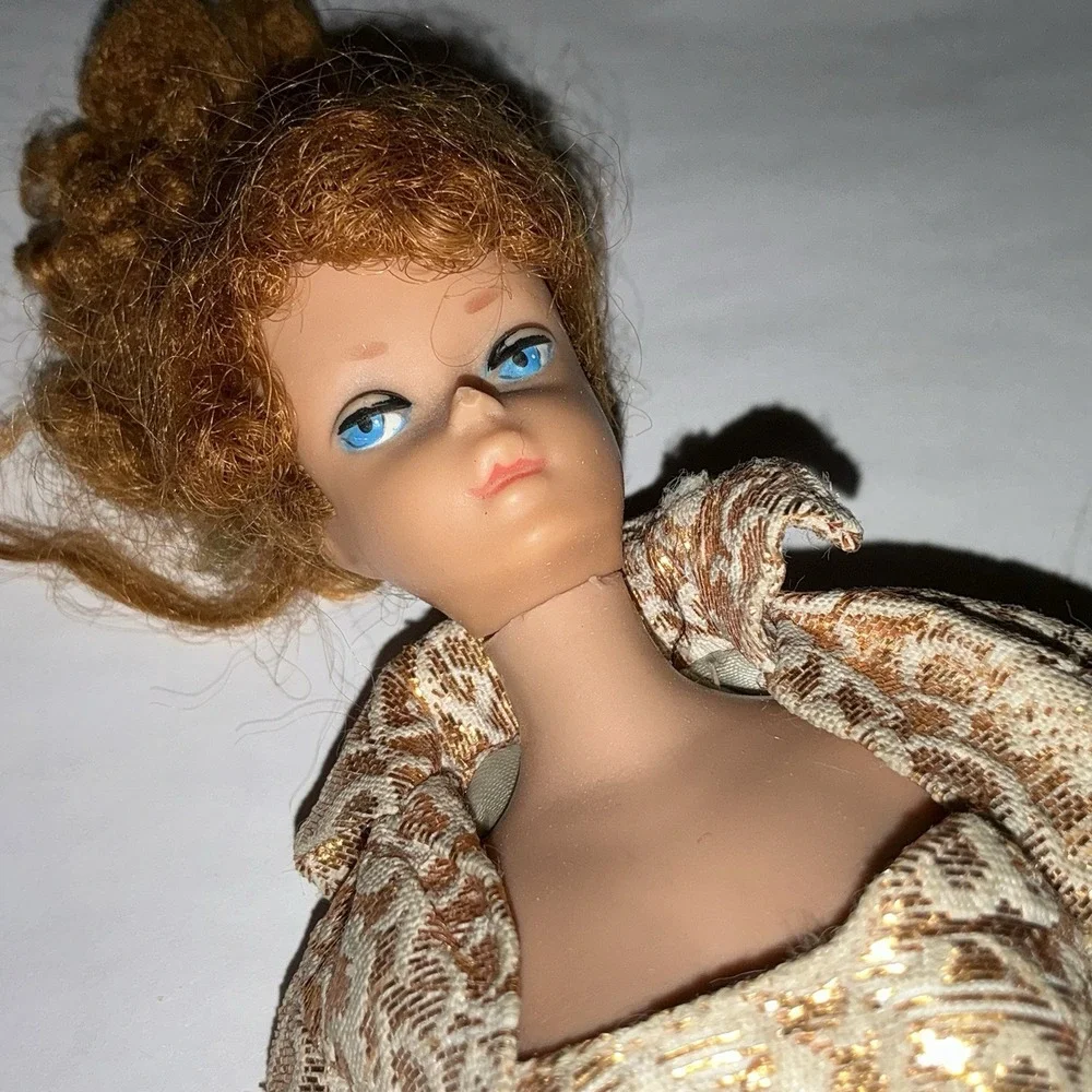 Vintage 1962 60s Barbie Evening Splendor Rare Collectible Gold Dress Jacket Fur